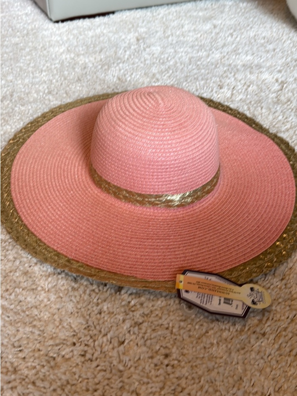 18” sunhat gold pink salmon new women’s
